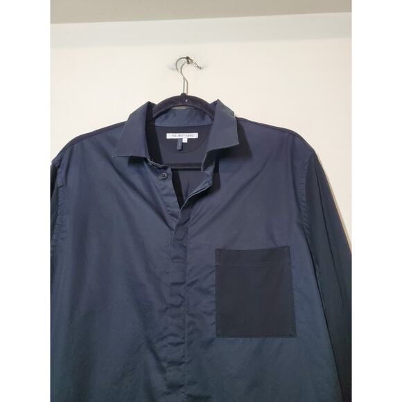 Helmet Lang Designer Shirt Mens Large Black Utility Poplin Cotton Black Minimal - Picture 3 of 9